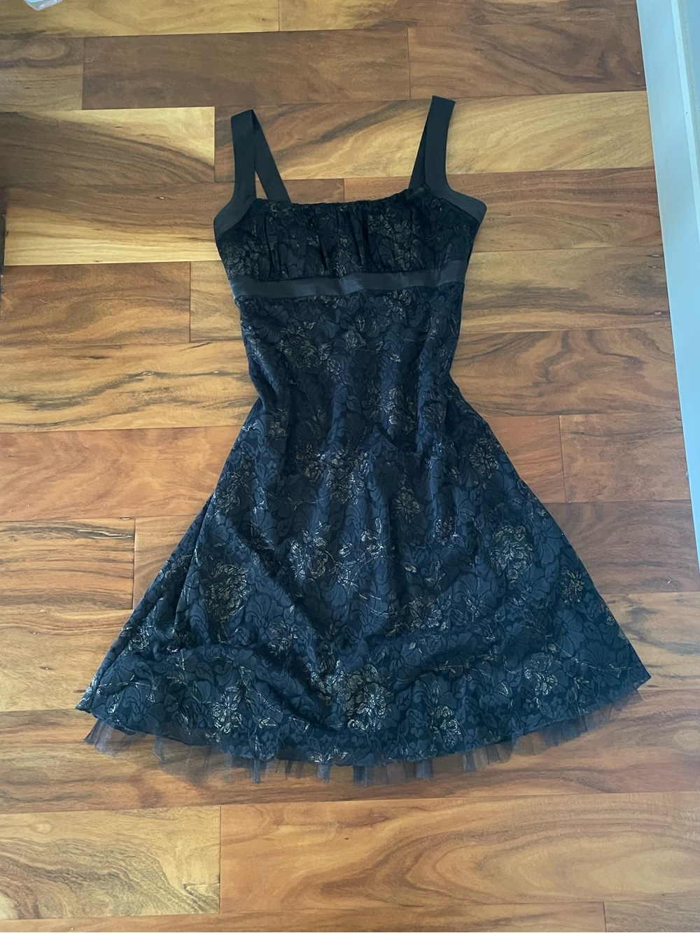 90’s Le Chateau Black Gothic Floral Print Dress